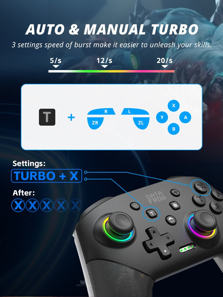DATA FROG Wireless Game Controller For Switch / Lite / OLED Model PC Gaming Joystick Dual Vibration Turbo