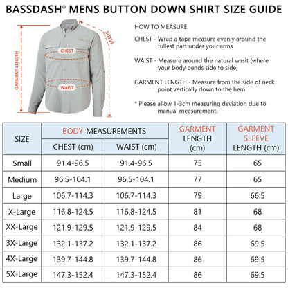 Camisa de botão Bassdash para homens, camisa de verão para usar em festas ou para pesca e sobrevivência na natureza, à prova de sol SD1