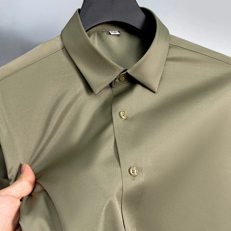 New Anti-Wrinkle Men Shirts Long Sleeve Dress Shirts For Men Slim Fit Camisa Social Business Blouse White Office Shirt S-6XL