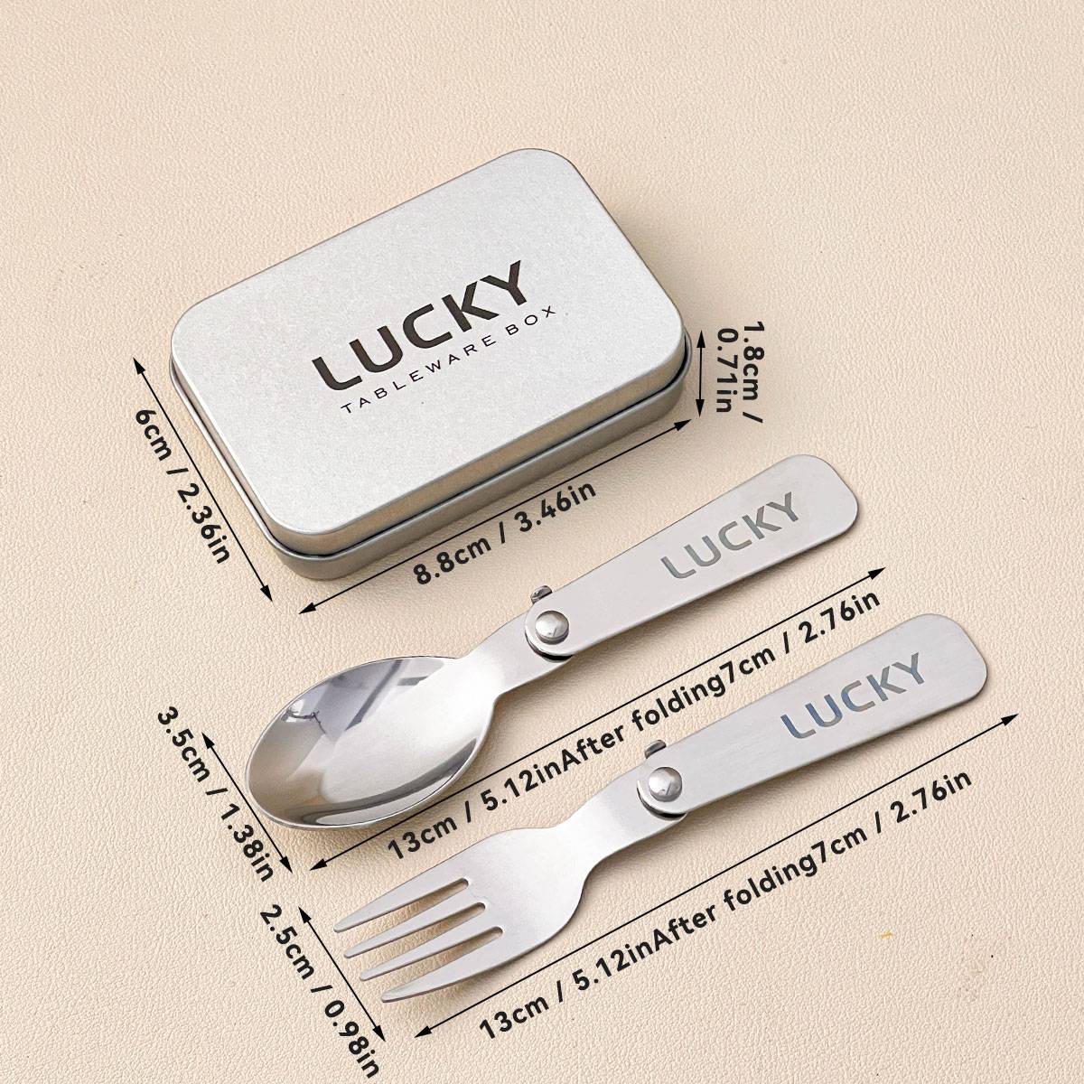 WORTHBUY 3Pcs/Set Portable Foldable Dinnerware Set 304 Stainless Steel Folding Fork Spoon With Cutlery Box Cute Picnic Tableware