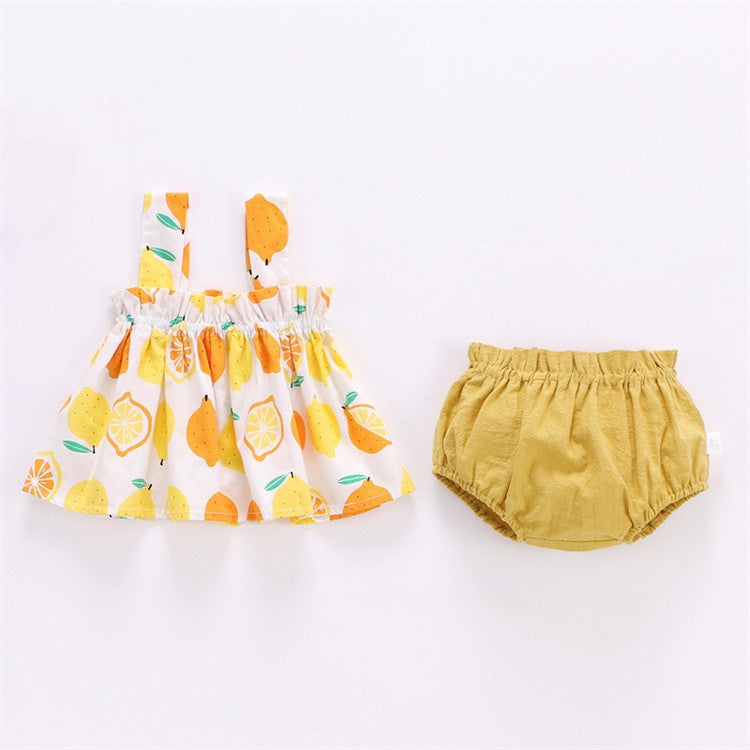 Summer Newborn Baby Clothes For Girls Boys Set Print Thin Mini Dress And PP Shorts 2Pcs Set Infant Baby Clothing Outfit 6-24M