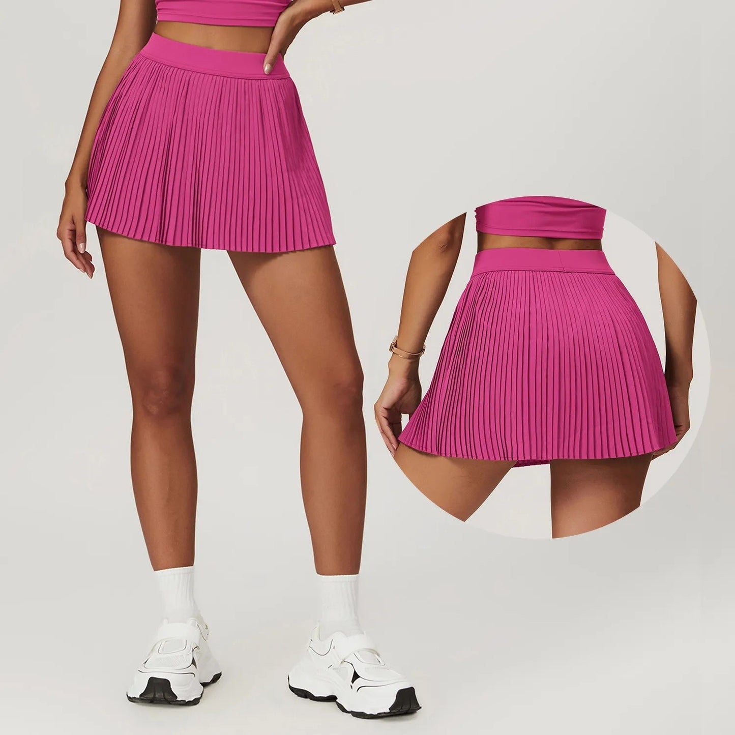 Women's fashion 2-in-1 golf tennis skirt pleated fitness suit with inner pocket, women's sexy style