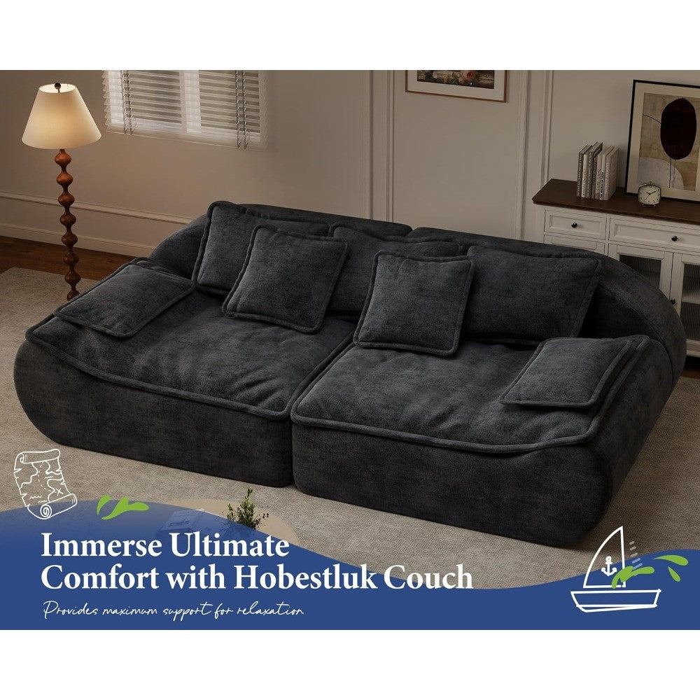 87'' 3-Seater Sectional Sofa Modular Comfy Loveseat with Throw Deep Seat Small Sofa for Compact Space - Perfect for Cozy Living