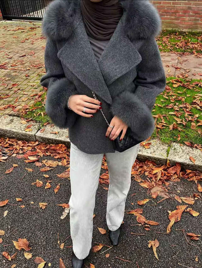 UCXQ Fashion Loose Warm Coat Women's Turn Down Collar Long Sleeve Covered Button Cardigan Coats 2025 Autumn Winter New 23Z4030