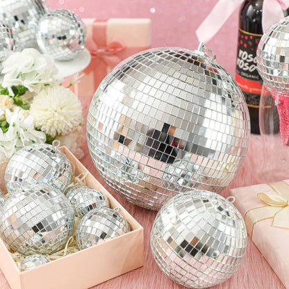 3-15cm Silver Ball Christmas Decoration Hanging Christmas Tree Pendant Ornament Party for Home Decor Xmas New Year Accessories