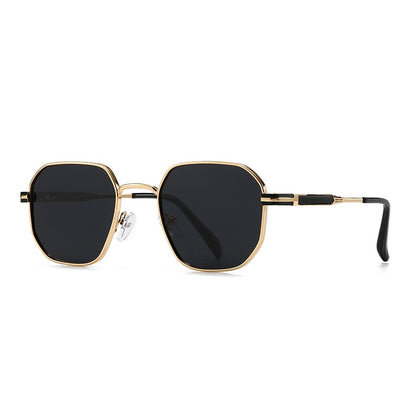 New European and American Style Men's Aviator Glasses, Retro Metal Square Frame Sunglasses, Cross-Border Ready Stock 1435