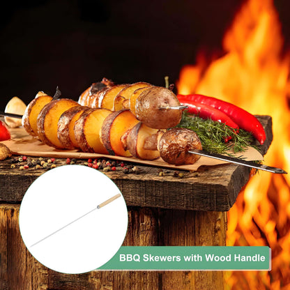 50-Pack Stainless Steel BBQ Skewers | Reusable & Rust-Proof Grilling Sticks | for Camping Backyard Parties Outdoor Cooking