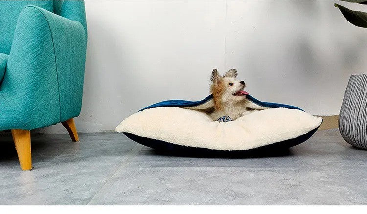 para Saco de Dormir Grande para Animais de Estimação Cama de Cachorro Canil de Inverno Quente Removível Lavável Resistente a Mordidas Almofada de Sofá para Filhotes Tapete de Gato de Pelúcia