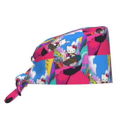 Custom Hello Kitty Medical Staff Scrubs Hat Women Men Cartoon Chara For Chef Hat Scrub Caps