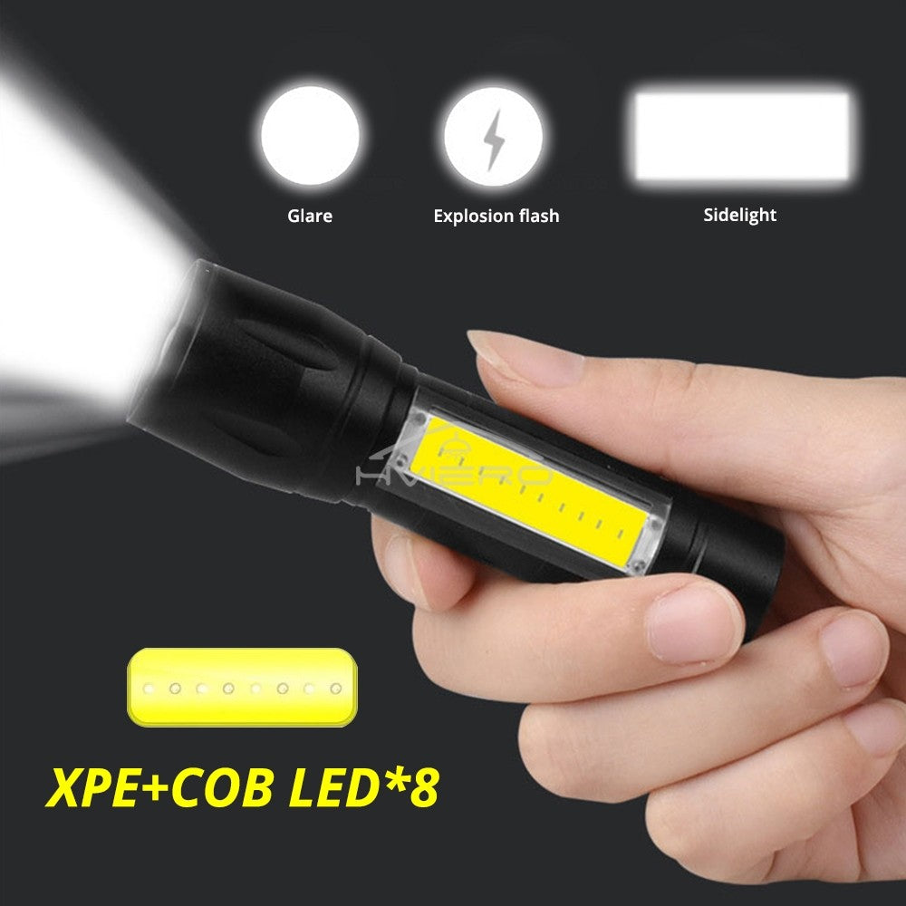 Flashlight Battery Charge Mini Led 3W Focus Adjustable Side Lamp Convenient Waterproof T6 Light Ultra Bright For Camping Hiking