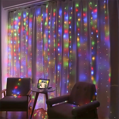 USB Curtain Lights - 8 Lighting Modes LED Fairy String Light for Christmas Halloween New Year Wedding Party Home Garden Decor