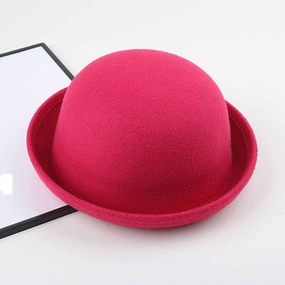 Fashion Winter Hat Fedora Vintage Women Children Trendy Wool Felt Bowler Derby Floppy Hats For Girls Women