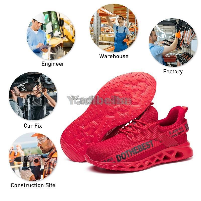 Sapatos de Segurança Bico de Aço Masculino Feminino Tênis de Trabalho Leves Sapatos de Trabalho à Prova de Furos Botas de Trabalho de Segurança Unissex para Construção