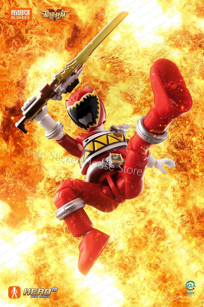 [Em Estoque] Original Blockee Super Senta Zyuden Kyoryuger Power Rangers Dino Super Charge Blocos de Montar Bonecos Brinquedos de Montagem