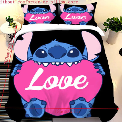 Stitch Duvet Cover Set for Children Cartoon Anime Comforter King Size Bedding Queen and Twin 3D Printed Quilt