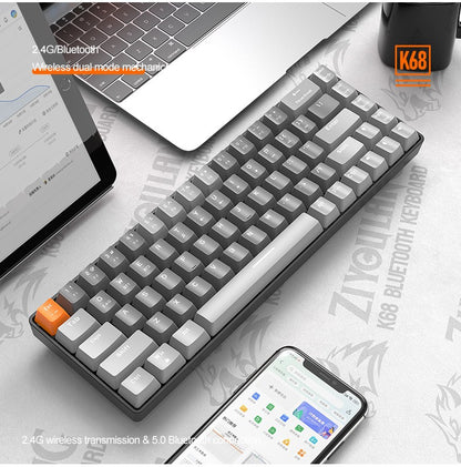 K68 60%  Wireless Mechanical Keyboard ,Bluetooth Dual Mode,Hot-Swappable Mini 68-Key Red Switch for PC iPhone iPad,K68 Keyboard