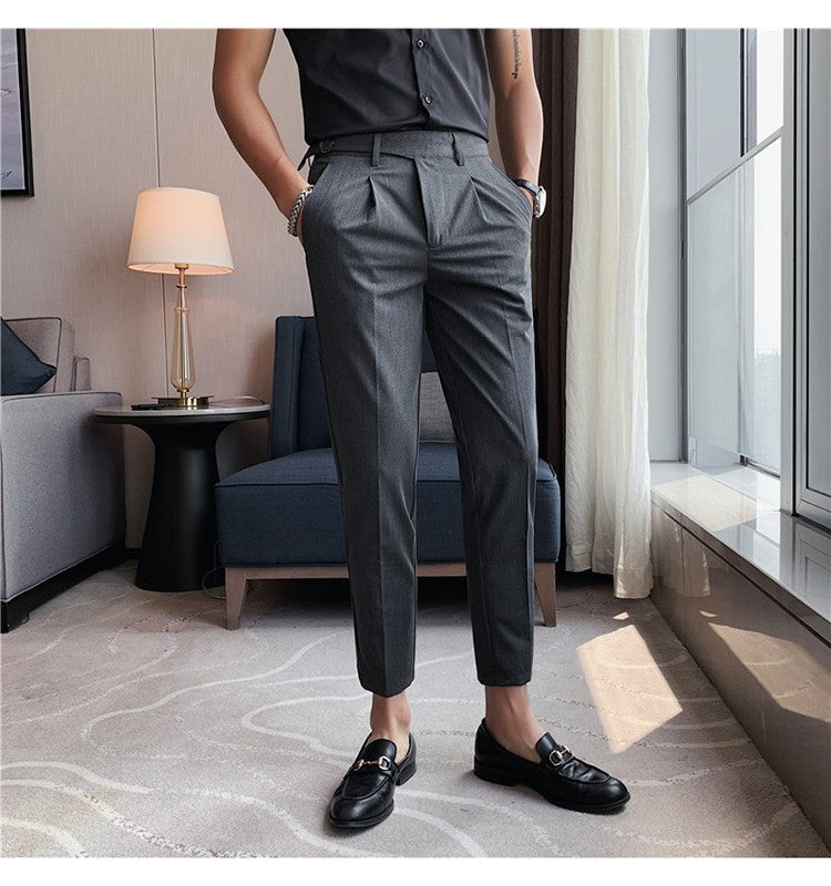 High Quality Elasticity Suit Pants Men Formal Business Office Social Dress Pants Slim Fit Casual Wedding Ankle Trousers Pantalon