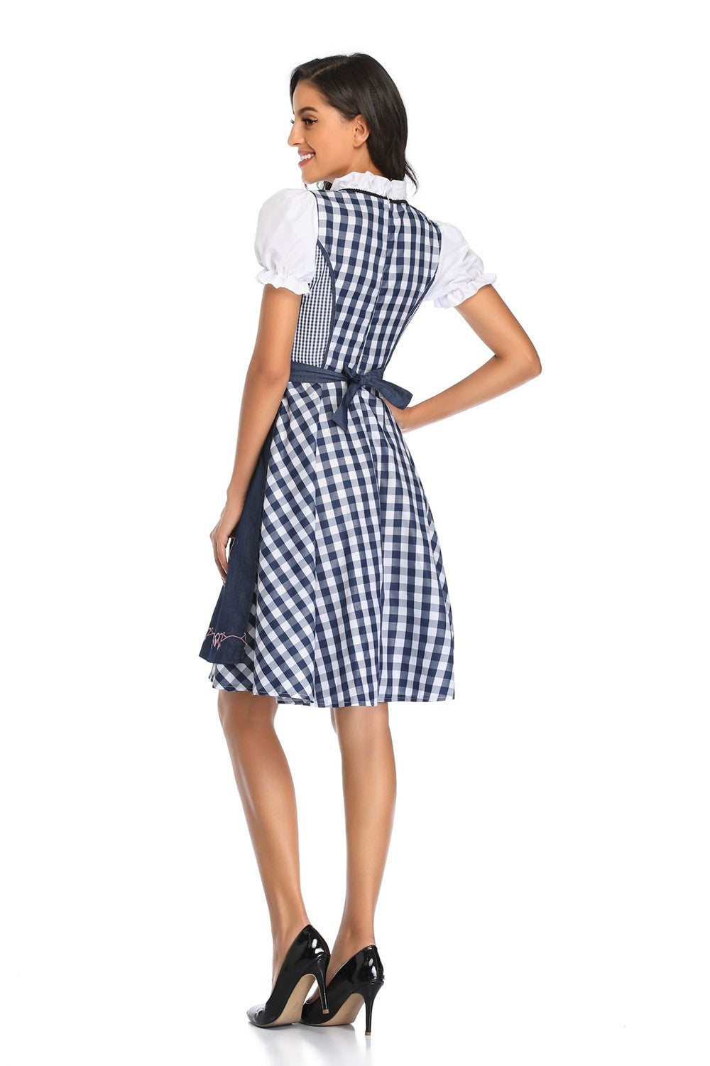Traditional Bavarian Oktoberfest Costumes Plaid Dirndl Dresses Women Apron Dress German Beer Wench Maid Cosplay Party Dress