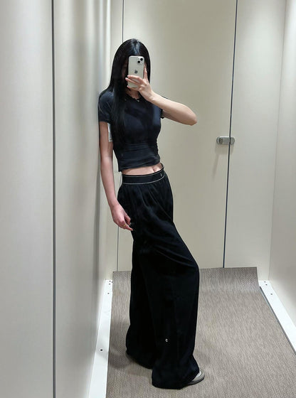 Calças retas femininas de secagem rápida calças de moletom de perna larga preto azul sólido fitness yoga esportes corredores