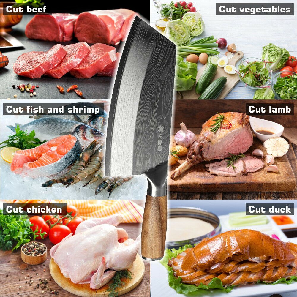 Faca de Cozinha Damasco MDHAND Cutelo Facas de Cozinha Aço Inoxidável Faca Chinesa Fatiador Faca de Chef Cortador Ferramentas de Cozinha