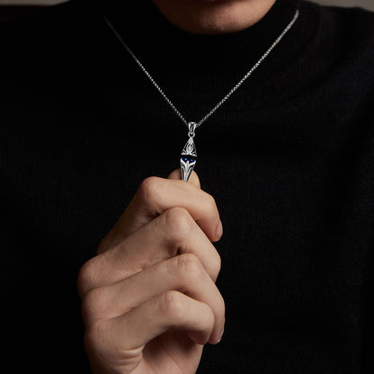 Vnox Stylish Blue Stone Necklaces for Men, Stainless Steel Cube Geometric Pendant Collar Jewelry, Birthday Party Gifts for Him