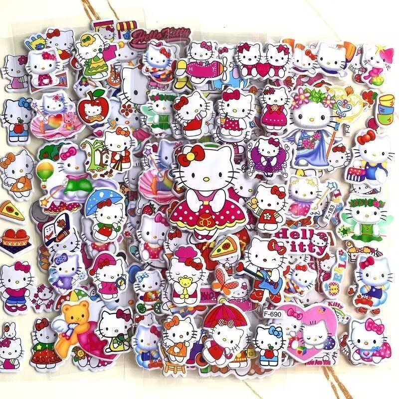 6/12pcs 3D Cartoon Kitty Puffy Stickers Sheets Kids Boys Girls Reward Bulk Assorted Scrapbook Stickers Party Favors Gifts DIY