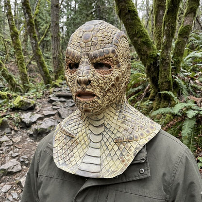 Lizard Man Realistic Snake Monster Mask Soft Reptile Texture Full Face Mask Latex Scary Snake Skin Headgear Adult Unisex