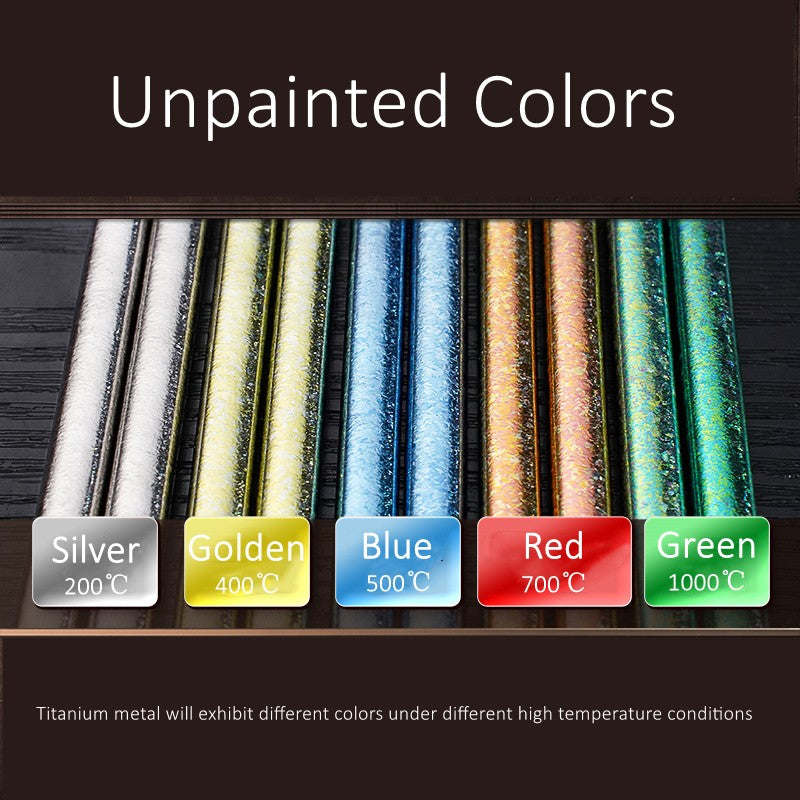 10 Pcs of Pure Titanium Chopsticks in 5 No Paint Different Colors Ultra Light 8g/pcs 23cm Chopstick Good for Family Health