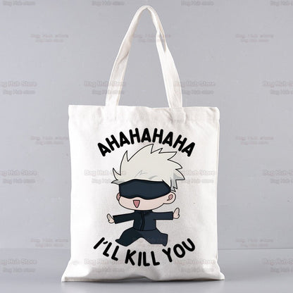 Jujutsu Kaisen Cartoon Shopping Bag Ryomen Sukuna Itadori Yuji Bolsas De Tela Shopper Okkotsu Yuta Gojo Satoru Shopping Jute Bag