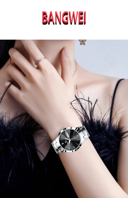 BANGWEI 2026 NEW Women's Watch Fashion Waterproof Luminous Elegant Weekly Calendar Exquisite women's quartz wrist watch reloj