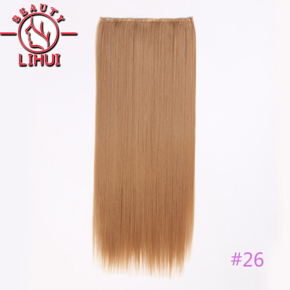 Extensões de cabelo sintéticas com clipe, longas e lisas, com 5 clipes em uma única peça, extensões de cabelo multicoloridas LIHUI