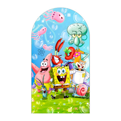 SpongeBob Theme Arch Backdrop Cover Squidward Patrick Baby Shower Kids Birthday Party Decoration Photograph Background Wall