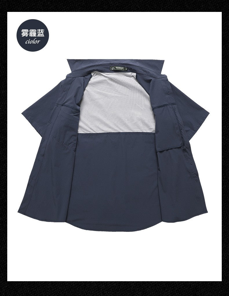 Summer Men Short Sleeve Shirt Men Breathable Tactical Work Shirt Tops Outdoor Casual Quick Dry Multi-pocket Camping Cargo Shirts