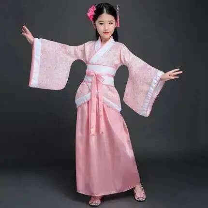 Hanfu Chinese Costume Girls Children Kimono Traditional Vintage Ethnic Fan Students Dance Halloween Japanese Yukata Kimono Style