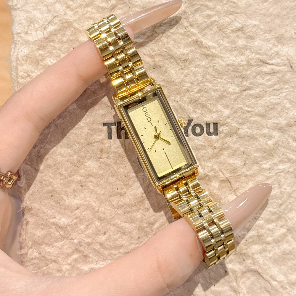 GEDI Square Watch Stainless Steel Gold Vintage Watches for Woman Luxury Elegant Waterproof Quartz Wristwatch Gifts Girlfriend