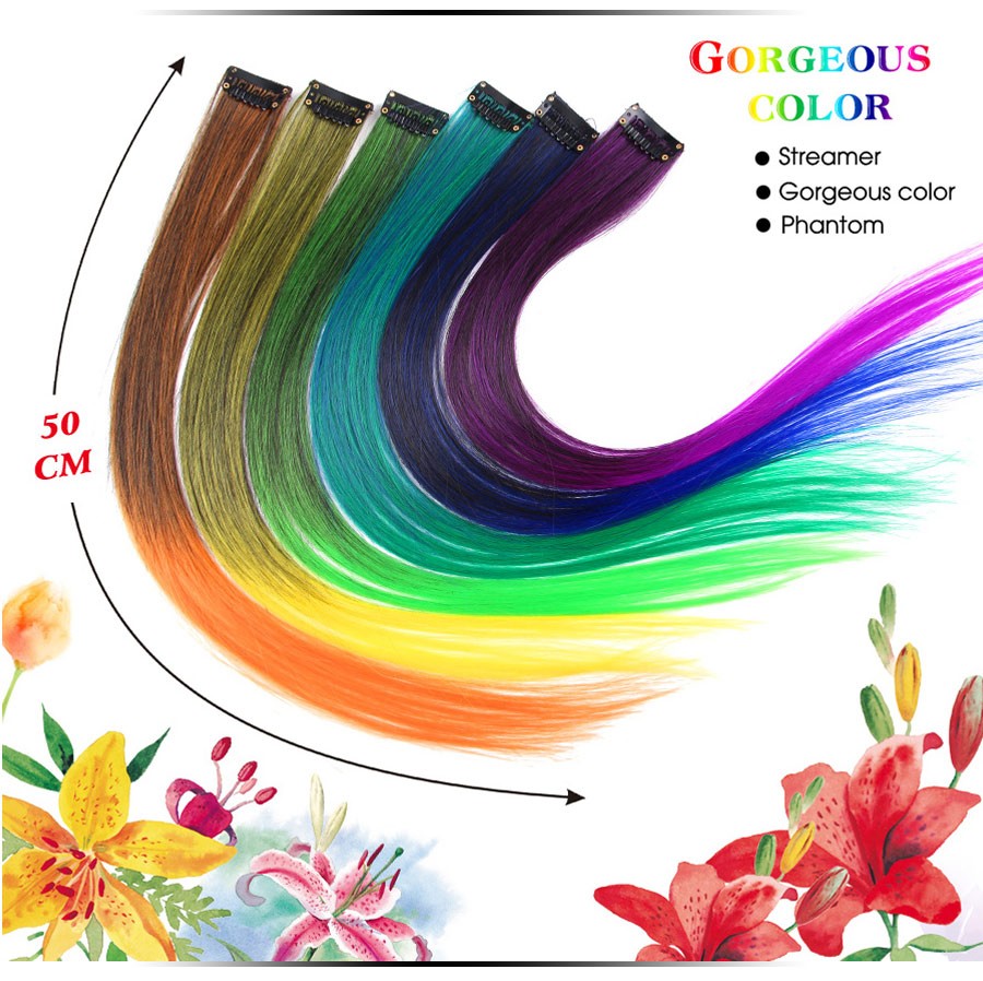 Alileader Aplique de Cabelo Extensão com Clip 57 Cores Ombre Liso Extensão de Cabelo com Clip em Apliques Peças de Cabelo de Fibra de Alta Temperatura