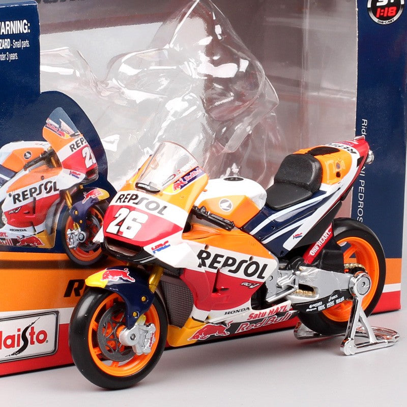 Crianças 1/18 Maisto Honda RC213V Repsol #26 Dani Pedrosa 2018 GP Modelo de Moto de Corrida Brinquedo Miniaturas Colecionáveis