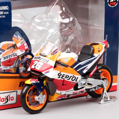 Crianças 1/18 Maisto Honda RC213V Repsol #26 Dani Pedrosa 2018 GP Modelo de Moto de Corrida Brinquedo Miniaturas Colecionáveis