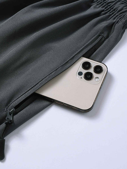 7 pairs of men's casual sports shorts - wrinkle-resistant polyester blend, loose fit with adjustable drawstring waistband and si