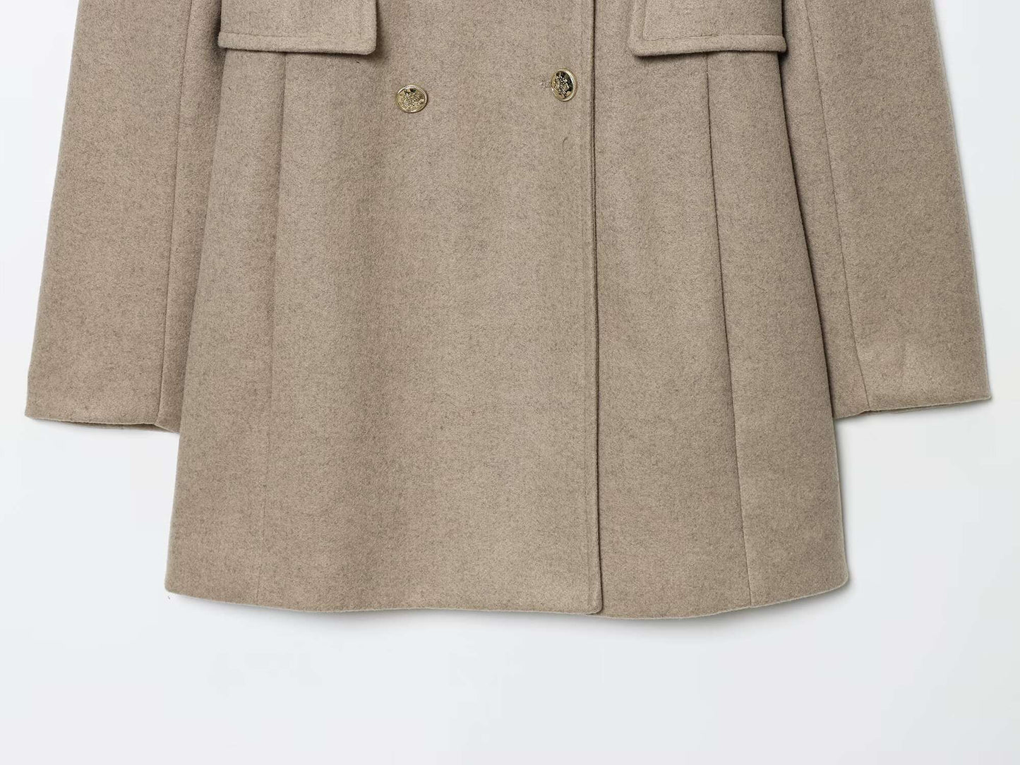 TFMLN 2025 Autumn Winter Women New Lapel Woolen Jacket Fashion Slim Fit Long Sleeved Double Breasted Ladies Casual Overcoat