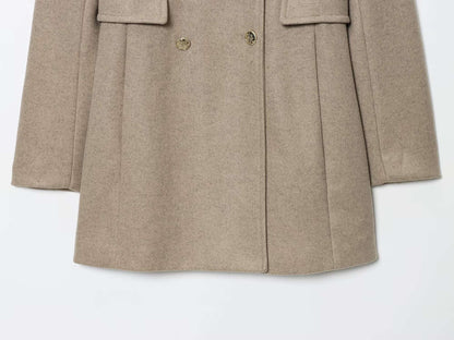 TFMLN 2025 Autumn Winter Women New Lapel Woolen Jacket Fashion Slim Fit Long Sleeved Double Breasted Ladies Casual Overcoat