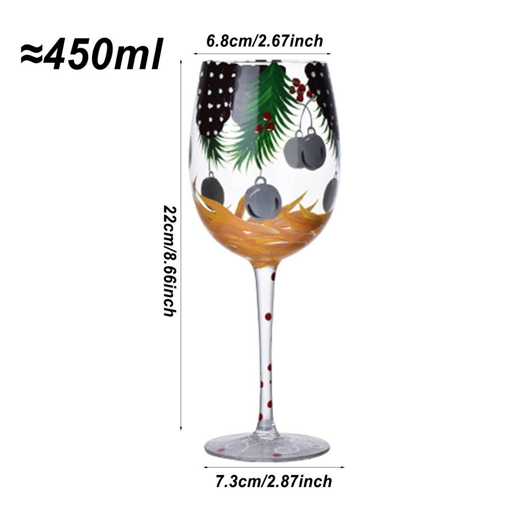 Taças de Vinho de Natal 450ml Papai Noel Árvore de Natal Pinhas Vinho Tinto Taças de Natal para Vinho Champanhe Suco