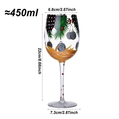 Taças de Vinho de Natal 450ml Papai Noel Árvore de Natal Pinhas Vinho Tinto Taças de Natal para Vinho Champanhe Suco