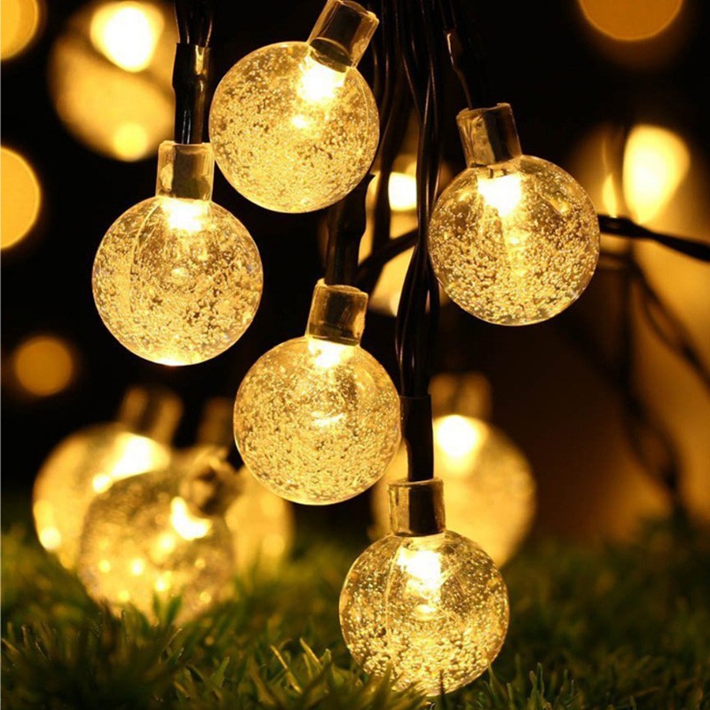 Solar String Lights Outdoor 200 LED Crystal Globe Lights Waterproof Solar Festoon Fairy Light for Garden Christmas Party Decor