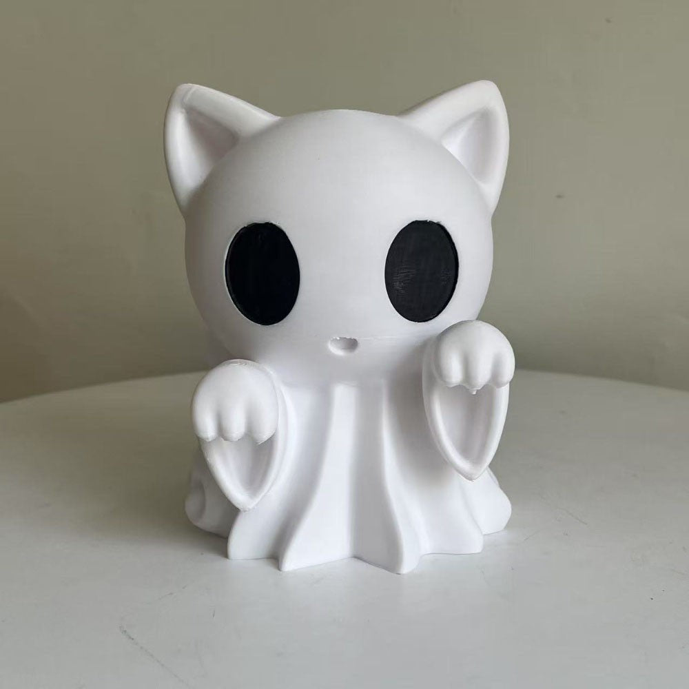 1pcs Halloween ghost cat statue, Cute ghost decorations, interesting Halloween decorations, tabletop ornaments