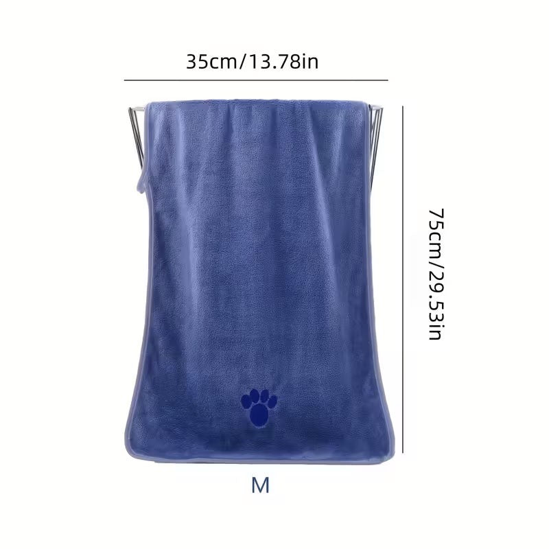 Toalha de Banho para Pets Personalizada Microfibra Super Absorvente Secagem Rápida Macia para Cães Gatos com Estampa de Patas e Nome Bordado