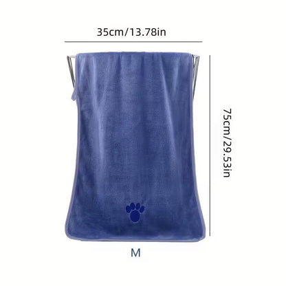 Toalha de Banho para Pets Personalizada Microfibra Super Absorvente Secagem Rápida Macia para Cães Gatos com Estampa de Patas e Nome Bordado