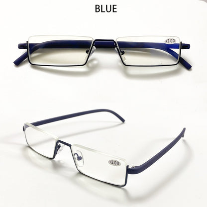May Flower Metal Anti-Blue Light Reading Glasses Men Half Frame Prescription Eyeglasses Male TR90 Eyewear With Case óculos +1.75