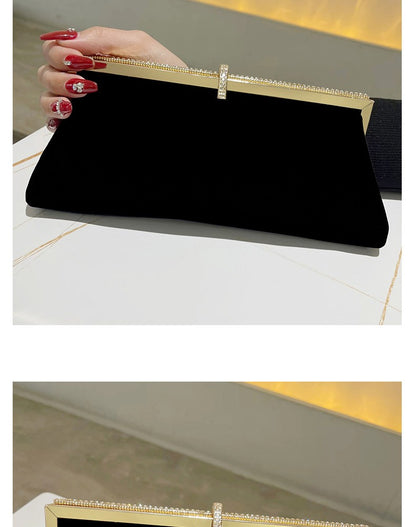 Autumn Winter Luxury Silk Velvet Clutch with Rhinestone Decoration for Formal Events Evening Party Women's Bag