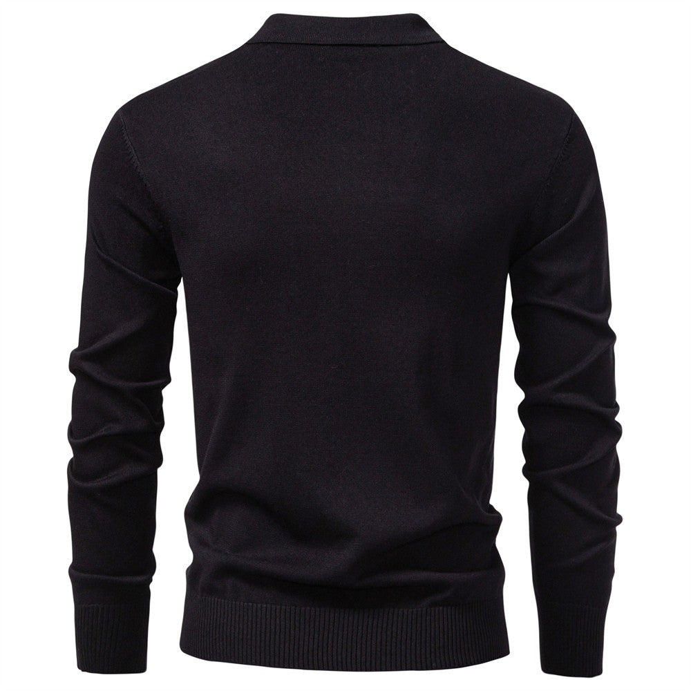 AIOPESON Premium Solid Color Polo Men Slim Fit Zip Long Sleeve Luxury Textured Fabric Business Casual Mens Sweatshirt